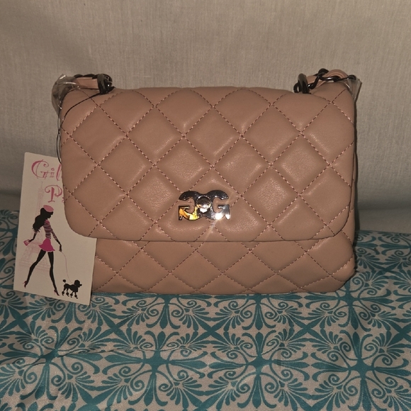 Chic Quilted Gilda Paris Crossbody Bag in Blush Pink